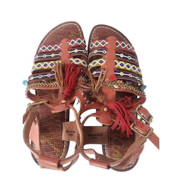 Sam Edelman Linny Gladiator Bohemian Tribal Sandals Women's Size 9 MINT - Picture 7 of 8